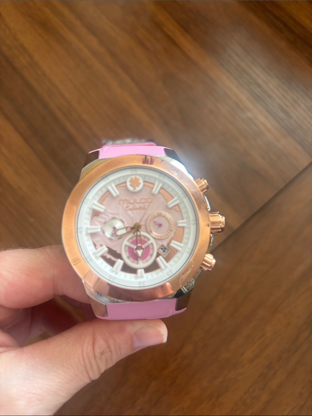 Mulco Pink and Rose Gold Chronograph Silicone Watch